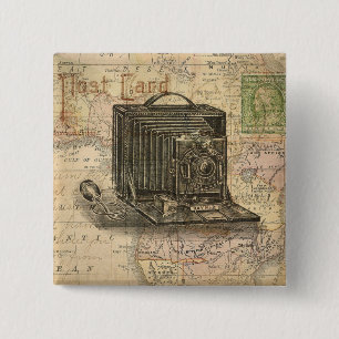 Antik karta för vintagekamera av afrikaCollage Knapp