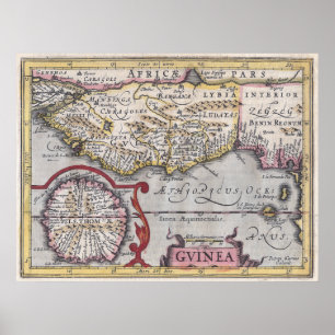 Antik karta, Guinea - afrikansk kusten, Kaerius Poster