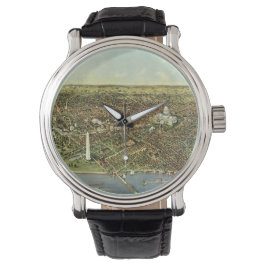 Antik karta med en panoramavy över Washington DC Armbandsur