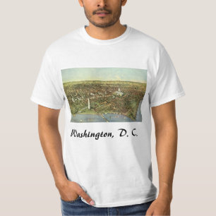 Antik karta med en panoramavy över Washington DC T-shirt