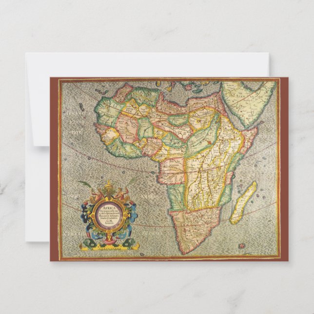 Antik karta över Afrika av Gerardus Mercator från  Inbjudningar (Framsida)