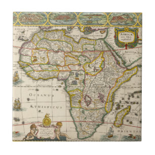 Antik karta över Afrika av Hondius och Jansson Kakelplatta
