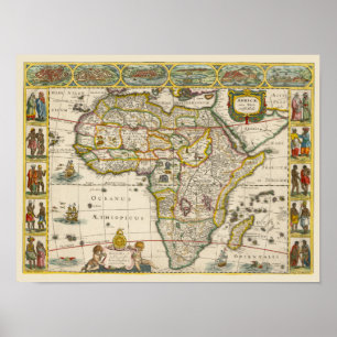 Antik karta över Afrika av Hondius och Jansson Poster