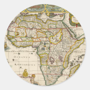 Antik karta över Afrika av Hondius och Jansson Runt Klistermärke