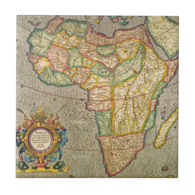 Antik karta över Afrika från Gamla Världen av Gera Kakelplatta (Framsidan)