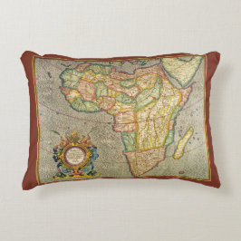 Antik karta över Afrika i gammal värld av Gerardus Prydnadskudde