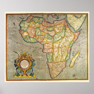 Antik karta över Afrika i gammal värld från Mercat Poster