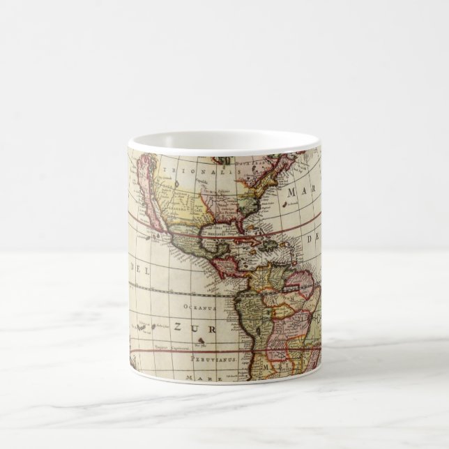 Antik karta över Amerika av Johannes De Ram Kaffemugg (Center)