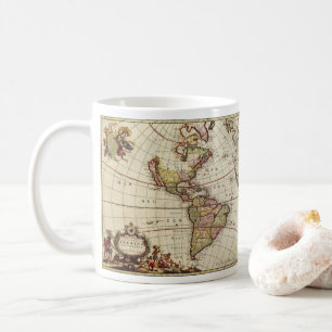 Antik karta över Amerika av Johannes De Ram Kaffemugg