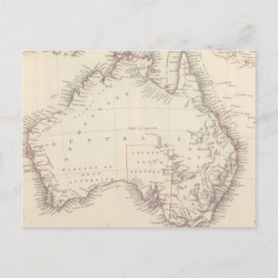 Antik karta över Australien (1848) Vykort