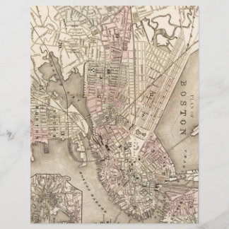 Antik karta över Boston (1880)