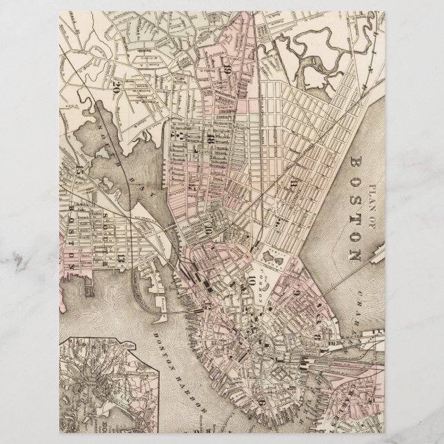 Antik karta över Boston (1880) (Framsida)