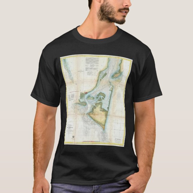 Antik karta över Cape Fear (1857) Tee Shirt (Framsida)