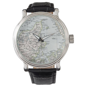Antik karta över Danmark, Danmark på danska, 1905 Armbandsur