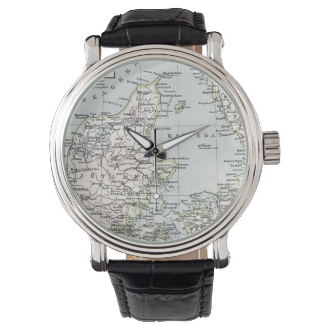 Antik karta över Danmark, Danmark på danska, 1905 Armbandsur (Framsida)