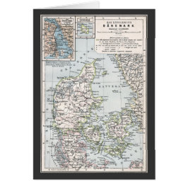 Antik karta över Danmark, Danmark på danska, 1905 Hälsningskort
