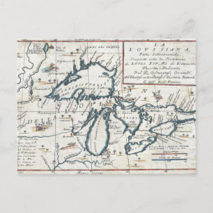 Antik karta över de stora sjöarna, 1600-talet vykort