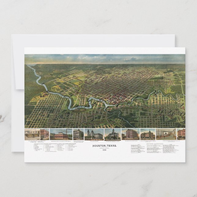 Antik karta över Houston, Texas med Buffalo River (Framsida)