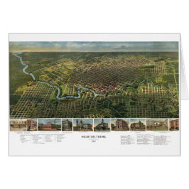 Antik karta över Houston, Texas med Buffalo River Hälsningskort