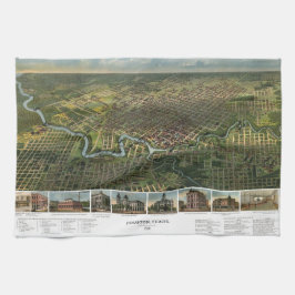 Antik karta över Houston, Texas med Buffalo River Kökshandduk