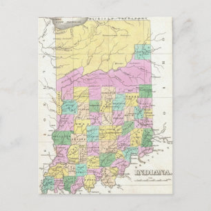 Antik karta över Indiana (1827) Vykort