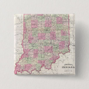 Antik karta över Indiana (1864) Knapp