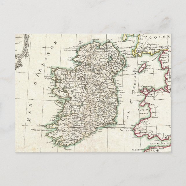 Antik karta över Irland (1771) Vykort (Framsida)