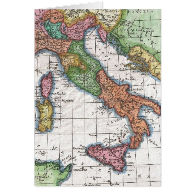 Antik karta över Italien (1780) Hälsningskort (Framsidan)