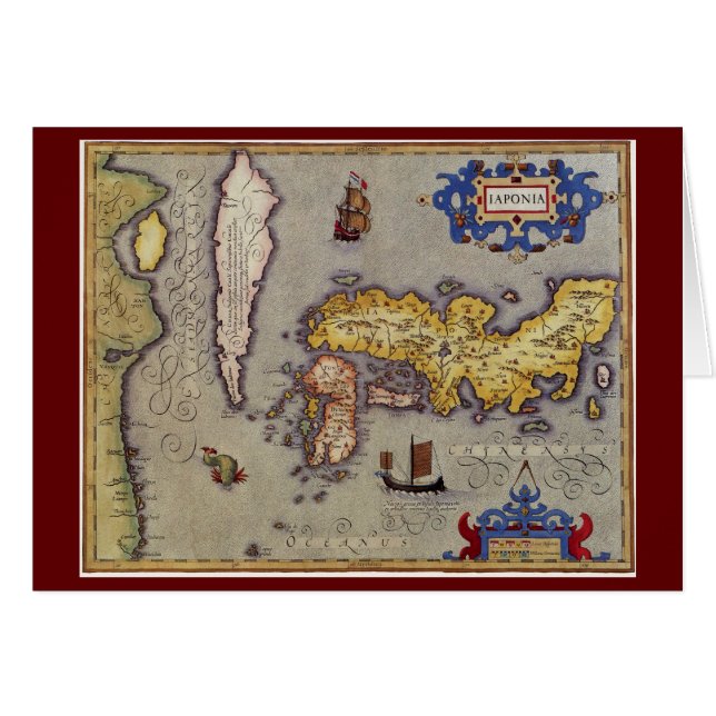 Antik karta över Japan av Mercator och Hondius Hälsningskort (Framsidan Horizontal)