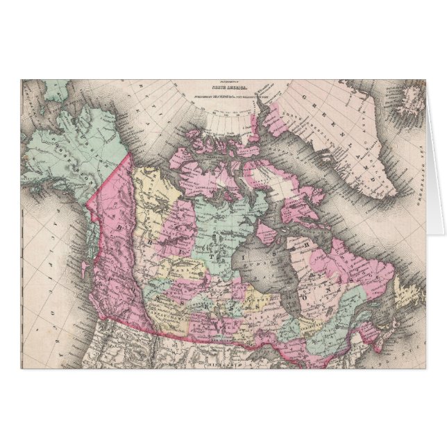 Antik karta över Kanada (1857) Hälsningskort (Framsidan Horizontal)