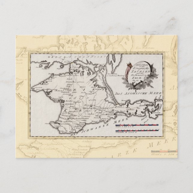 Antik karta över Krimhalvön Vykort (Framsida)