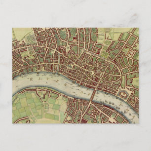 Antik karta över London (1700-talet) Vykort