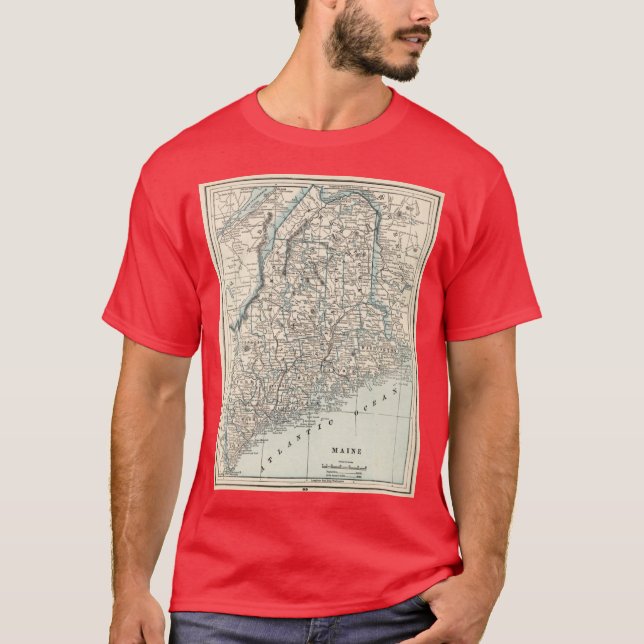 Antik karta över Maine 1893 T Shirt (Framsida)