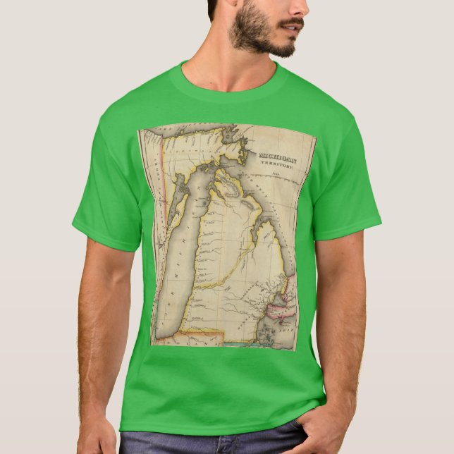 Antik karta över Michigan 1822 T Shirt (Framsida)