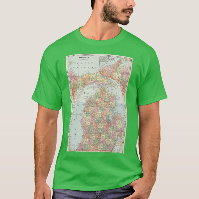 Antik karta över Michigan 1901 T Shirt (Framsida)