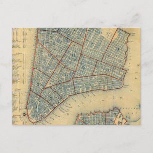 Antik karta över New York City (1846) Vykort