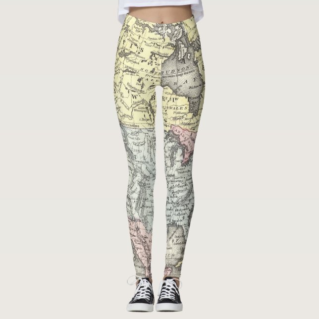 Antik karta över Nordamerika  Leggings (Framsida)