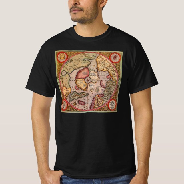 Antik karta över Nordpolen av Mercator T-shirt (Framsida)