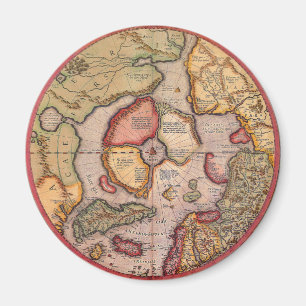 Antik karta över Nordpolen karta av Mercator Magnet