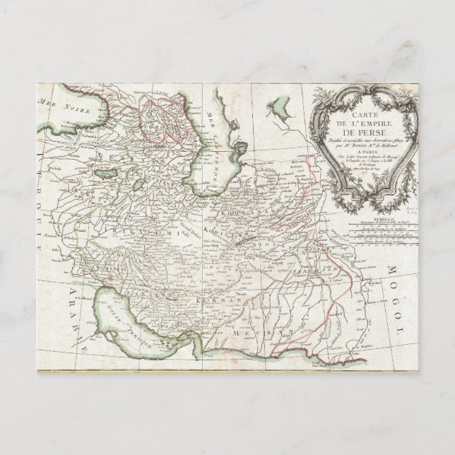 Antik karta över Persien- Iran, Afghanistan och Ir Vykort (Framsida)