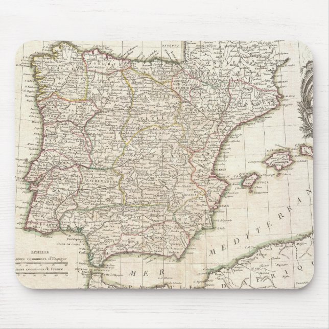 Antik karta över Spanien (1775) Musmatta (Framsidan)