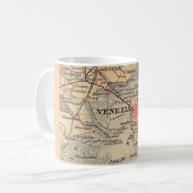 Antik karta över Venedig - Venezia  Kaffemugg (Framsida vänster)
