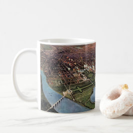 Antik karta över Washington DC och Potomacfloden Kaffemugg
