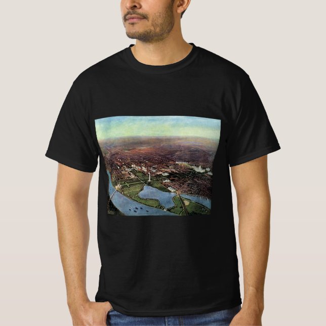Antik karta över Washington DC och Potomacfloden T Shirt (Framsida)