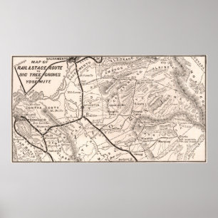 Antik karta över Yosemite 1876 Poster