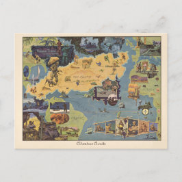 Antik Karta Robinson Crusoe Äventyr Väntar Vykort
