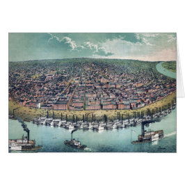 Antik Karta Saint Louis Missouri Mississippifloden Hälsningskort