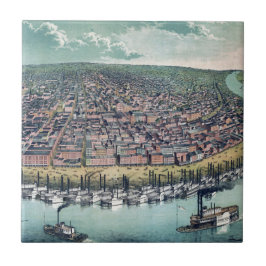 Antik Karta Saint Louis Missouri Mississippifloden Kakelplatta