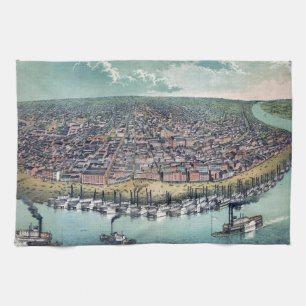 Antik Karta Saint Louis Missouri Mississippifloden Kökshandduk