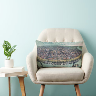 Antik Karta Saint Louis Missouri Mississippifloden Lumbarkudde